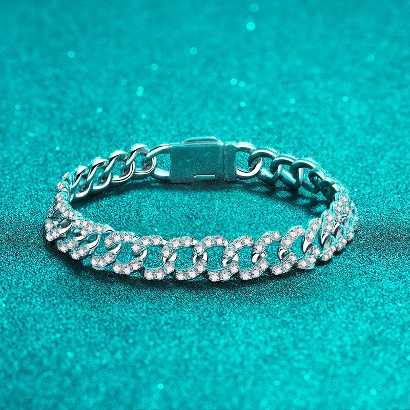 Unisex Moissanite Bow Bracelet in 925 Sterling Silver with Platinum Plating