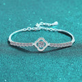 Sterling Silver Clover Moissanite Halo Tennis Bracelet with Floral Motifs