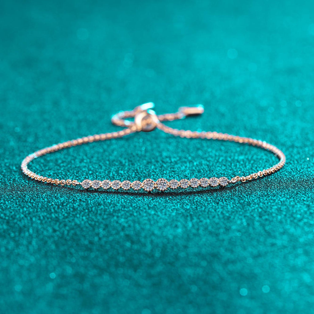 Champagne Gold Moissanite Star Bracelet with Rose Accents in Sterling Silver