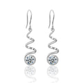 Geometric Spiral 925 Sterling Silver Long Drop Earrings