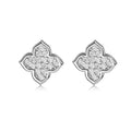White Moissanite Clover Flower Stud Earrings In 925 Sterling Silver Stud Earrings