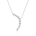 Asymmetrical Wave Geometric White Moissanite S925 Sterling Silver Necklace