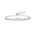 White Moissanite Geometric Princess Cut Square Center Stone Tennis Bracelet  925 Sterling Silver Adjustable Slider Chain Bracelet