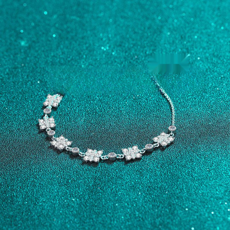 Women's Adjustable Moissanite Bracelet with Owl Design in 925 Sterling Silver and Platinum Plating