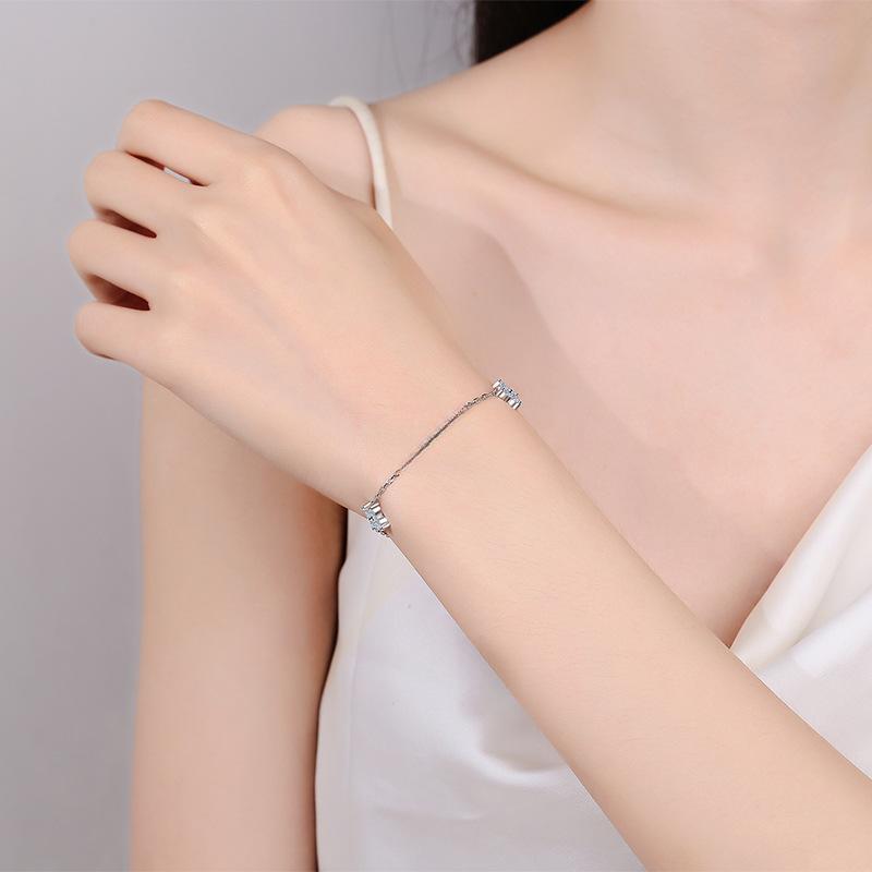 Star Constellation Bracelet with Moissanite Stones in Platinum-Plated 925 Sterling Silver