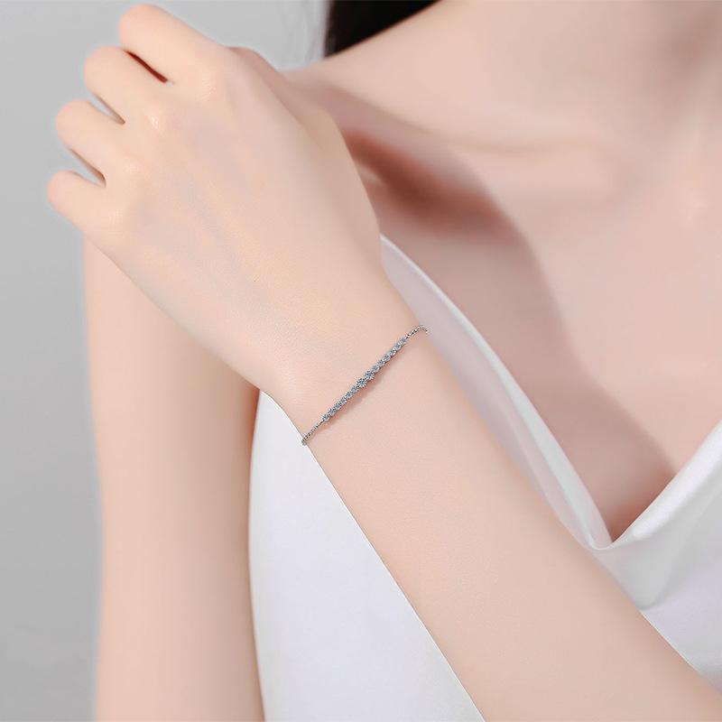 Champagne Gold Moissanite Star Bracelet with Rose Accents in Sterling Silver