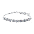 Sterling Silver Bracelet with 2.7 Carat D Color Moissanite and 7A Zircon Geometric Design for Women