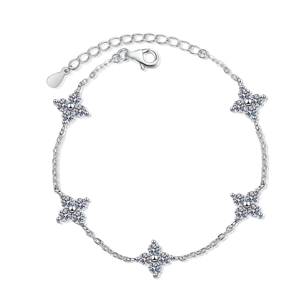 Star Constellation Bracelet with Moissanite Stones in Platinum-Plated 925 Sterling Silver