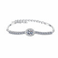 Sterling Silver Oval Blue Moissanite Bracelet with Shell and Star Accents