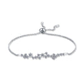 Sterling Silver Moissanite Floral Vine Bracelet with Adjustable Sliding Closure for Women