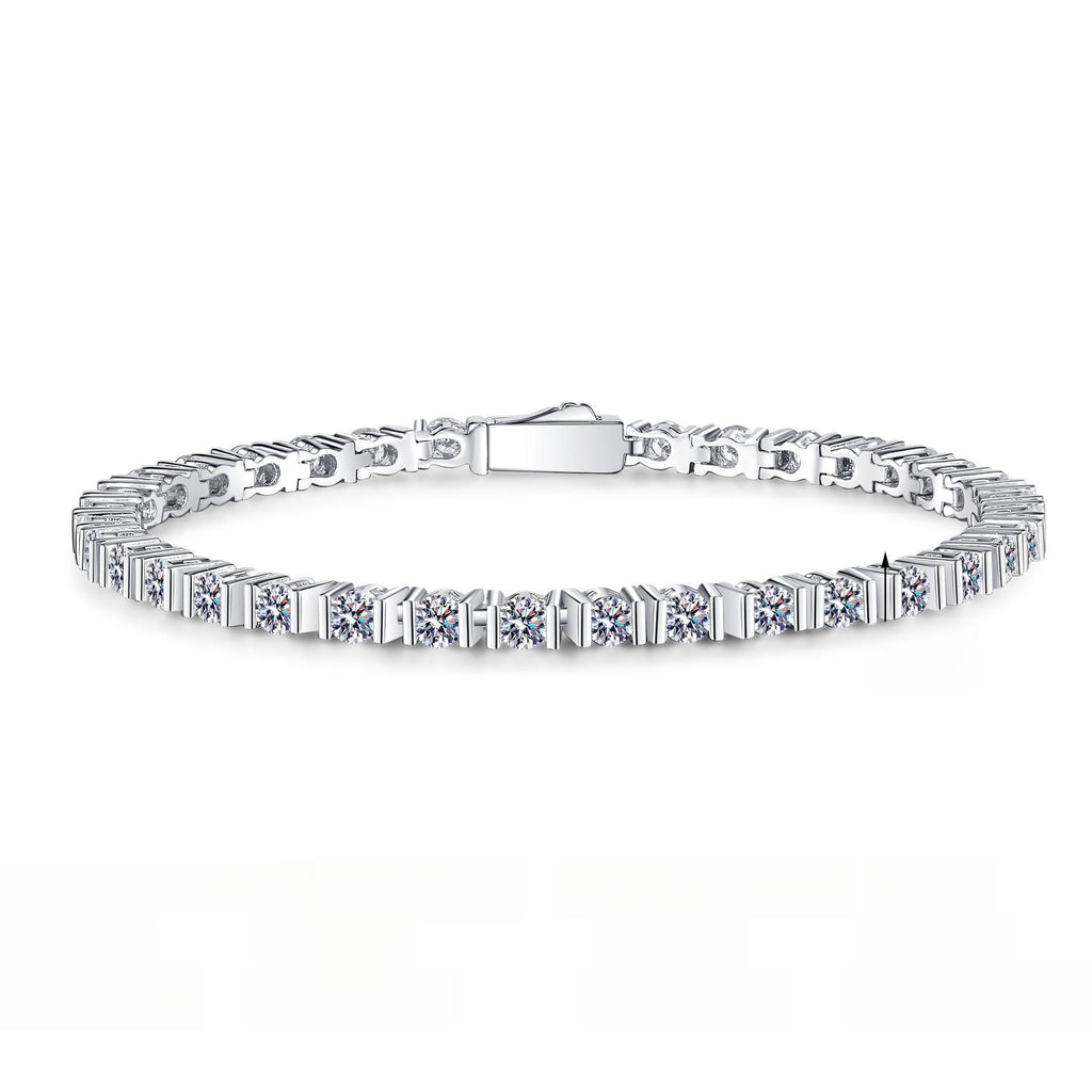 Women's S925 Sterling Silver Moissanite Bracelet with Full Row Diamond Accents in Hip Hop Luxury Style