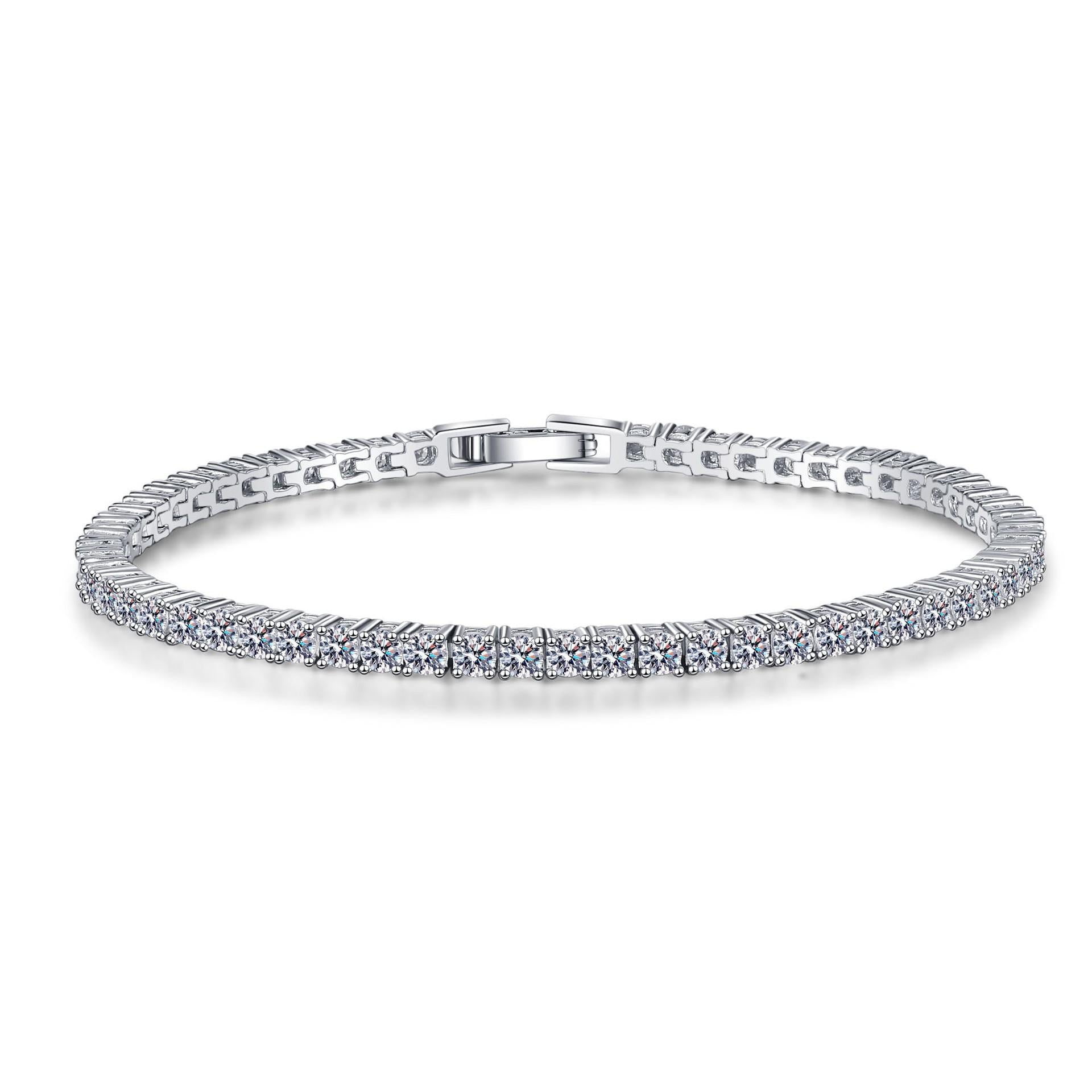 Moissanite Tennis Bracelet for Women in Sterling Silver with Full Pavé Setting and European Luxury Style