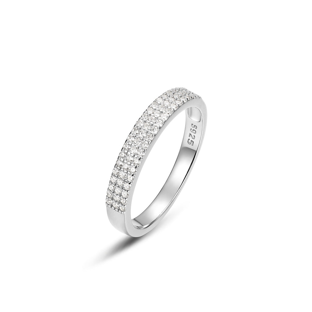 Geometric Multi Row Full Moissanite Ring Inlaid 925 Sterling Silver Ring