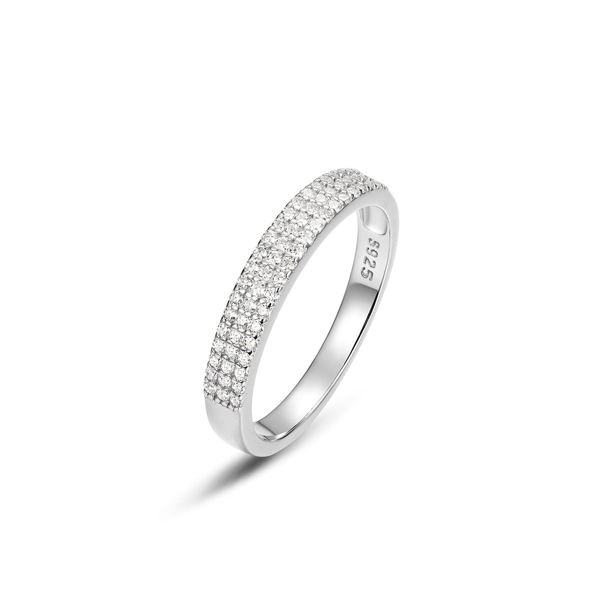 Geometric Multi Row Full Moissanite Ring Inlaid 925 Sterling Silver Ring