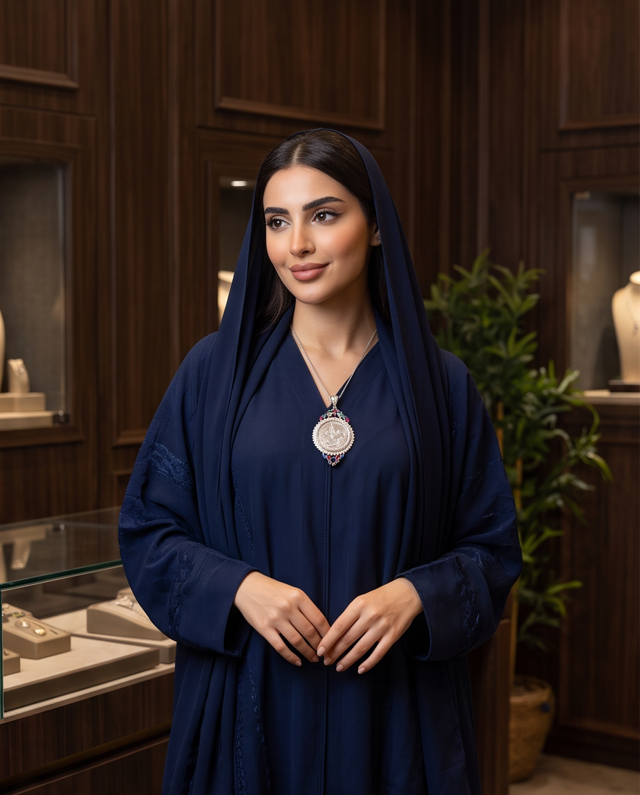 Silver Medallion Pendant with Zircon