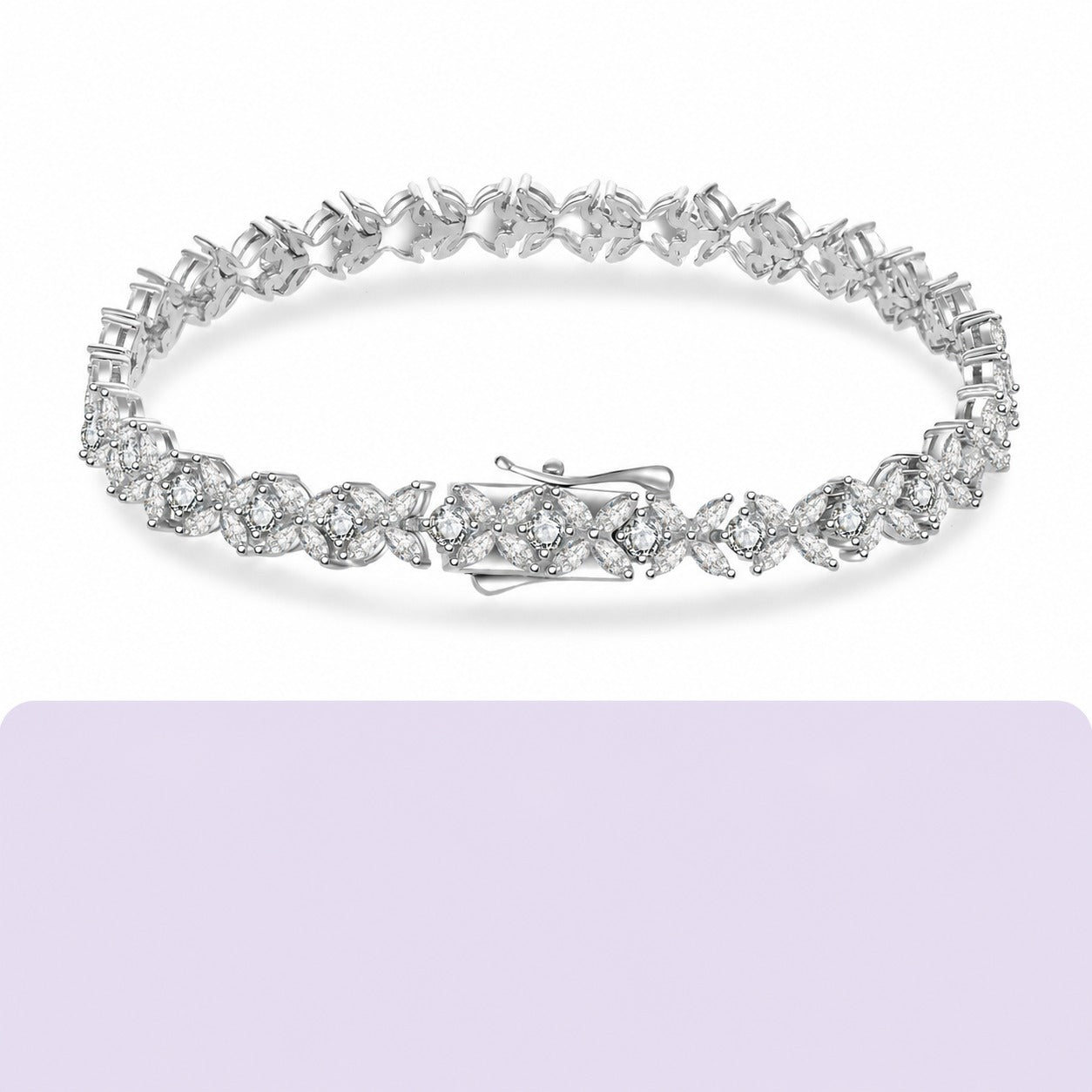 Mossanite Floral Pattern Full-Set 925 Sterling Silver Bracelet