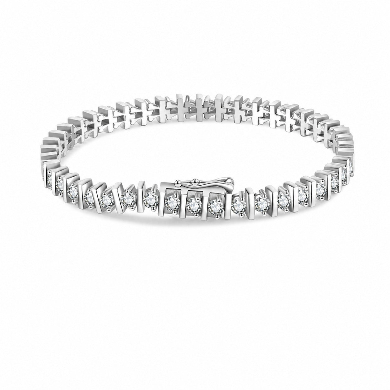 Mossanite Women’s European-Style Tennis Chain 925 Sterling Silver Bracelet