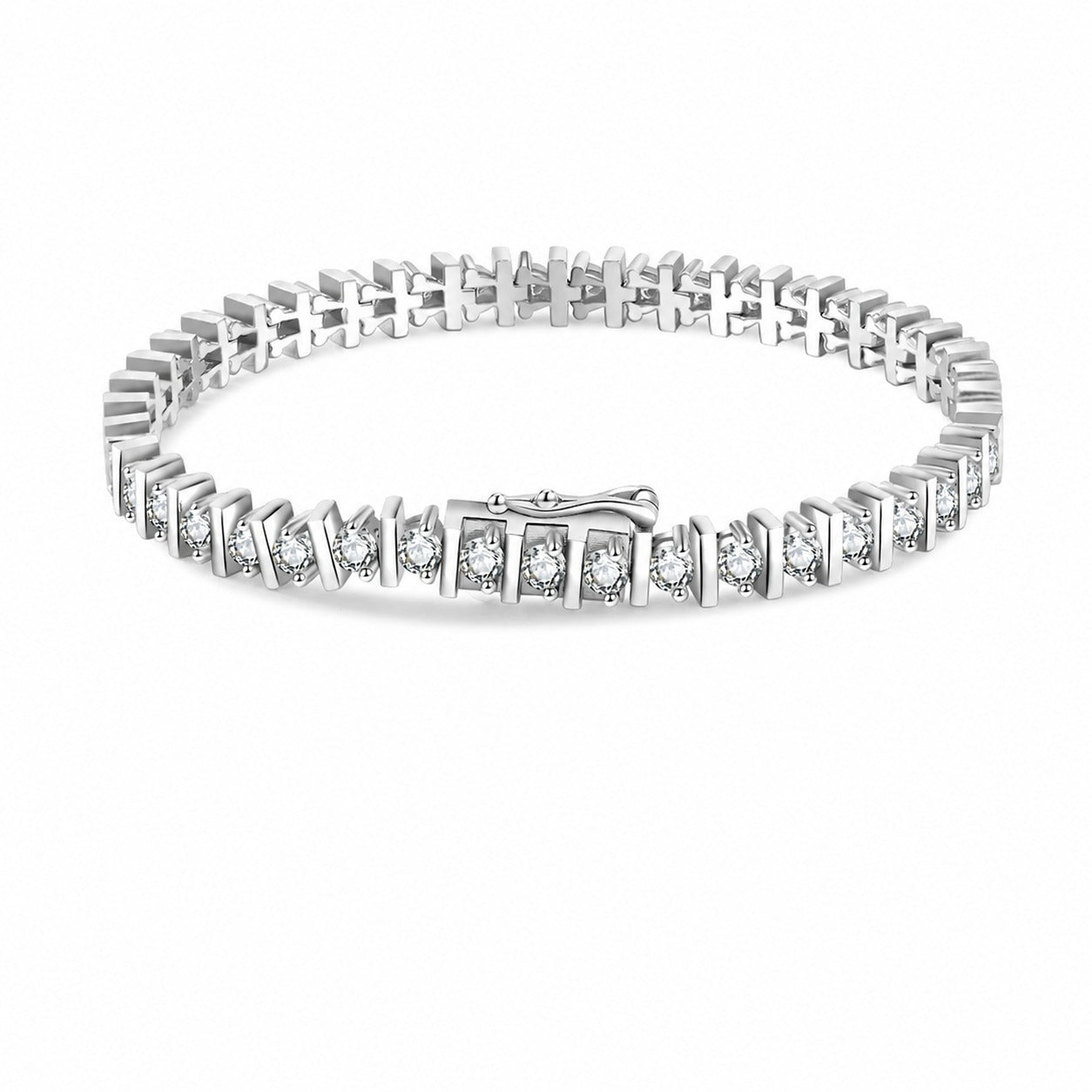 Mossanite Women’s European-Style Tennis Chain 925 Sterling Silver Bracelet