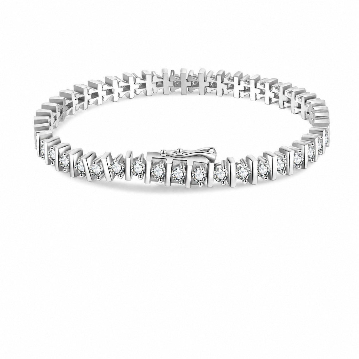 Mossanite Women’s European-Style Tennis Chain 925 Sterling Silver Bracelet
