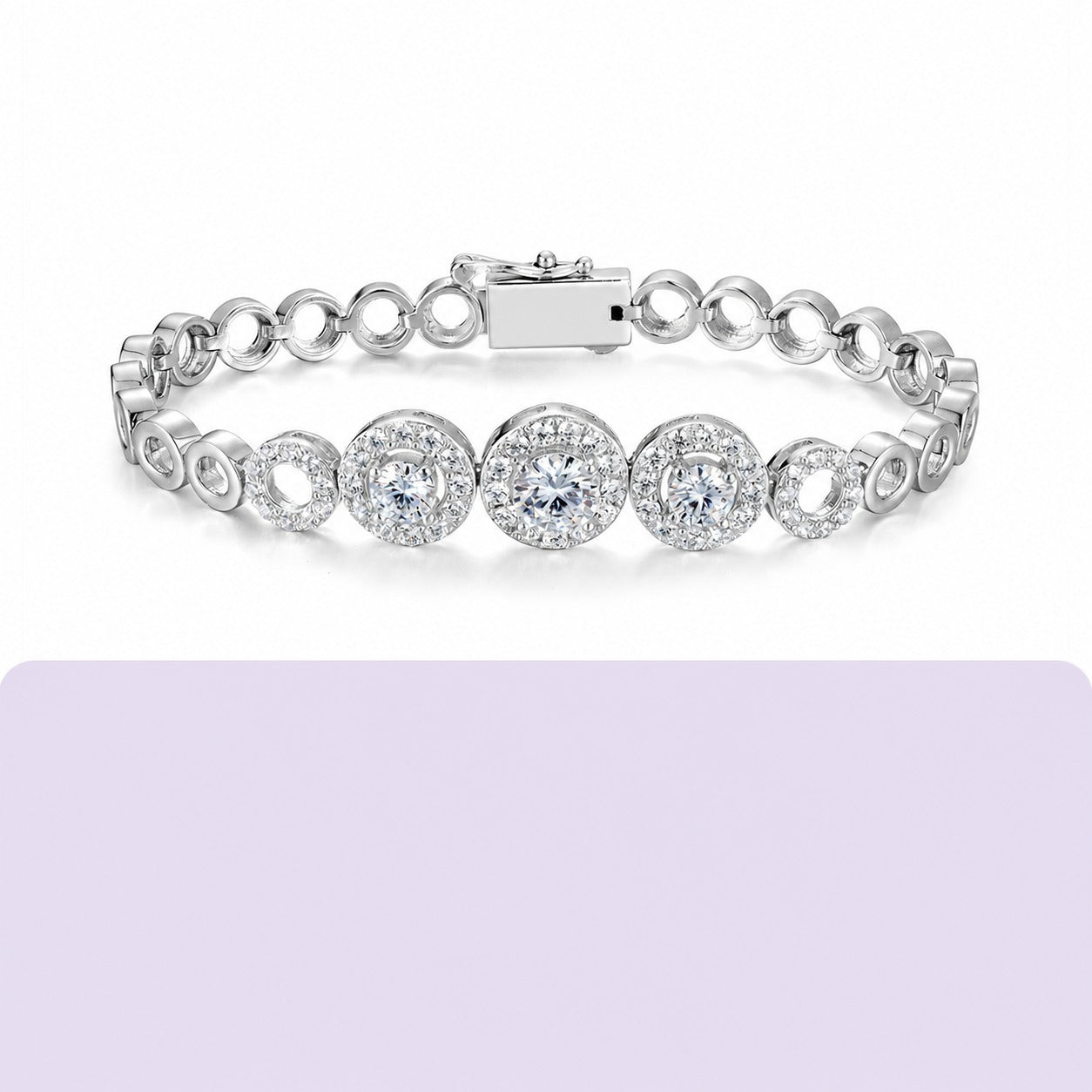 Mossanite Openwork Circle Bracelet for Women Unique Design 925 Sterling Silver Bracelet