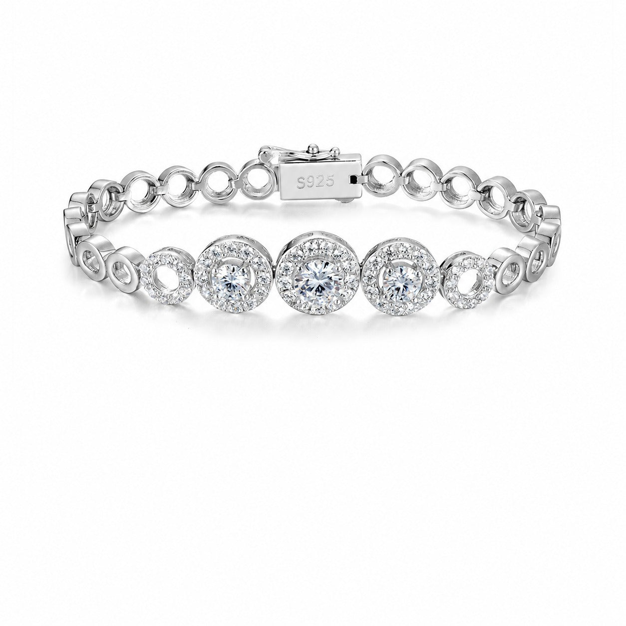 Mossanite Openwork Circle Bracelet for Women Unique Design 925 Sterling Silver Bracelet