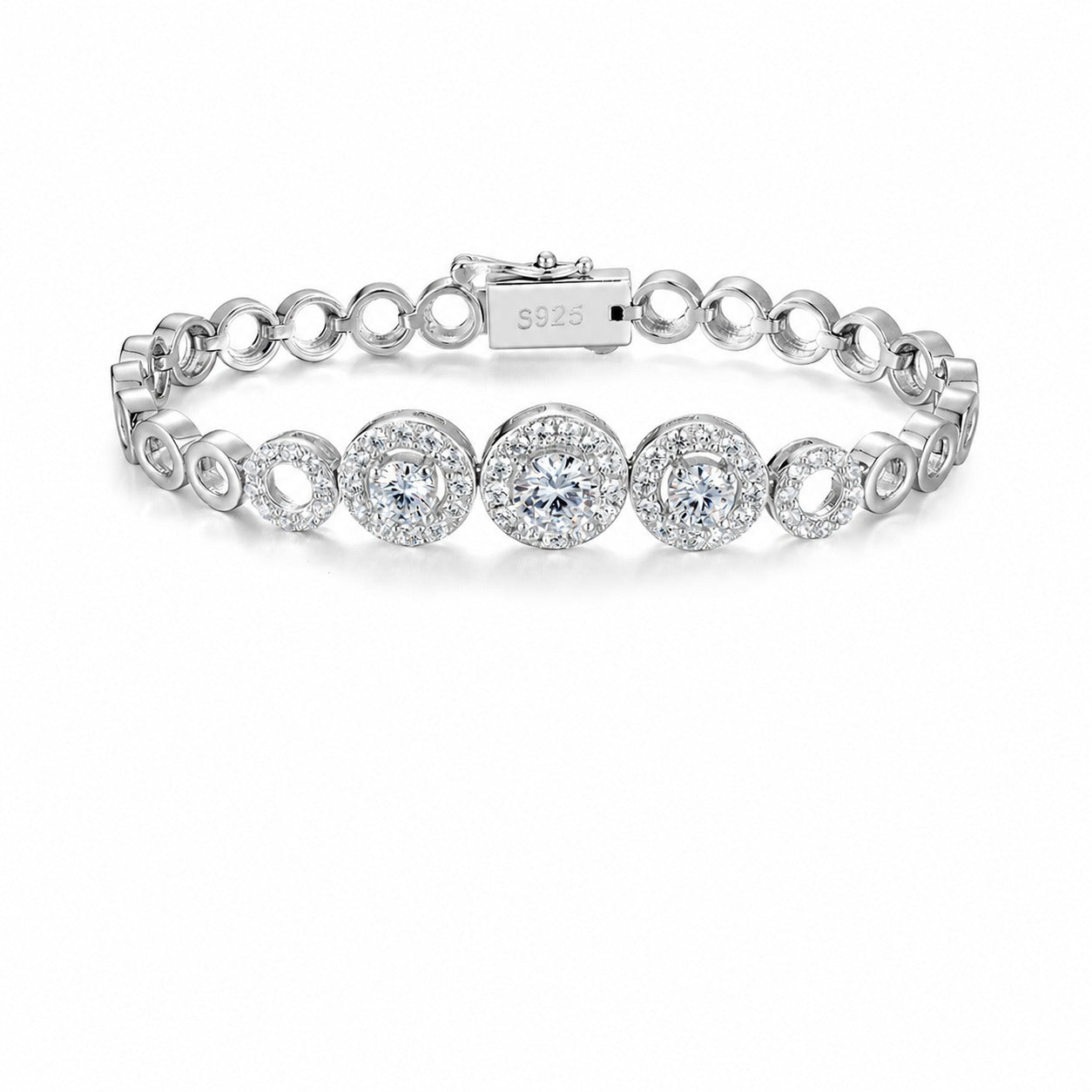 Mossanite Openwork Circle Bracelet for Women Unique Design 925 Sterling Silver Bracelet