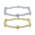 Round-Cut Moissanite Clover Tennis Bracelet in 925 Sterling Silver