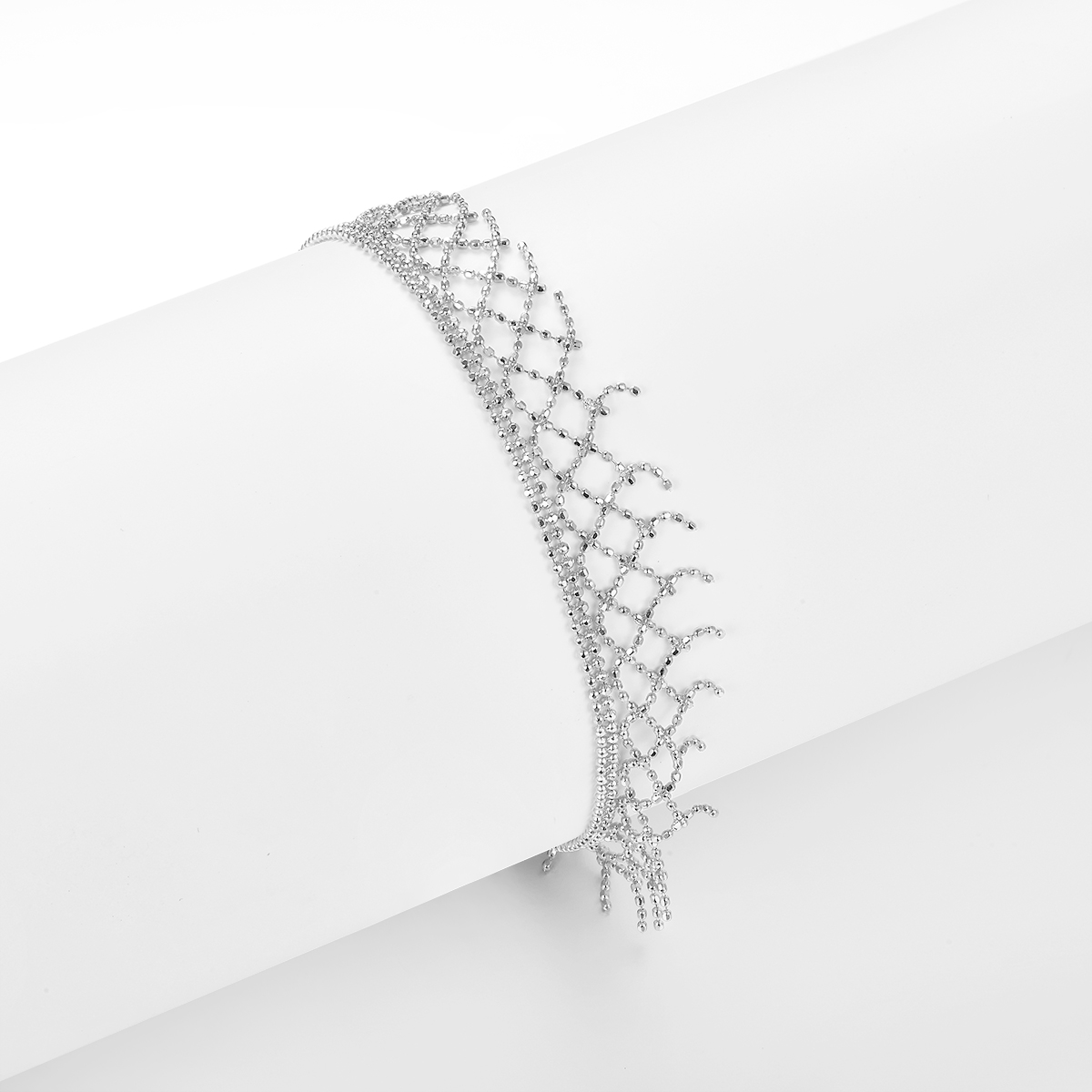 Italian Lace-Woven Fringe Bracelet in 925 Sterling Silver