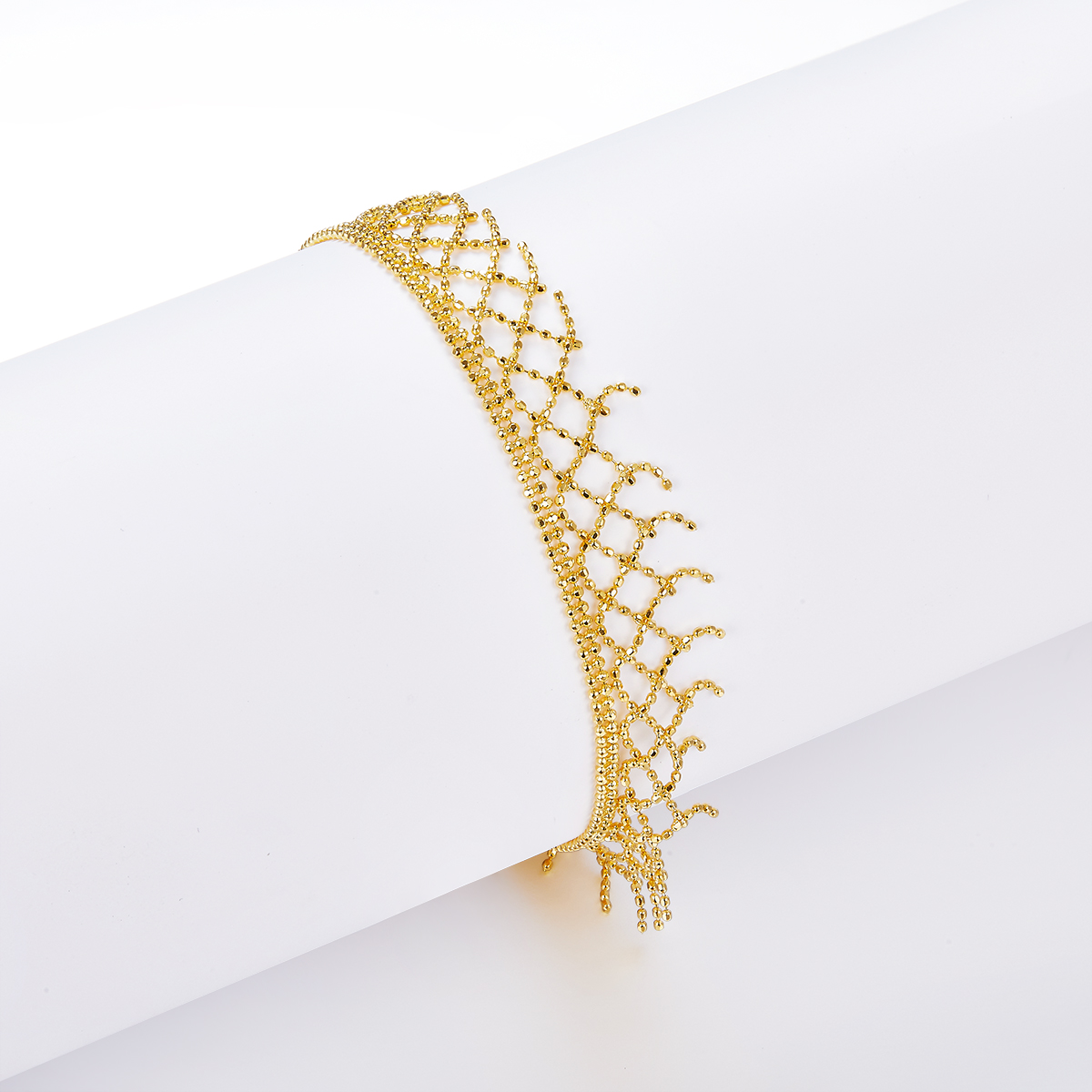 Italian Lace-Woven Fringe Bracelet in 925 Sterling Silver