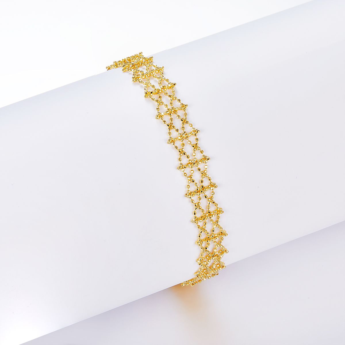 Italian Lace Openwork Lattice Bracelet in 925 Sterling Silver