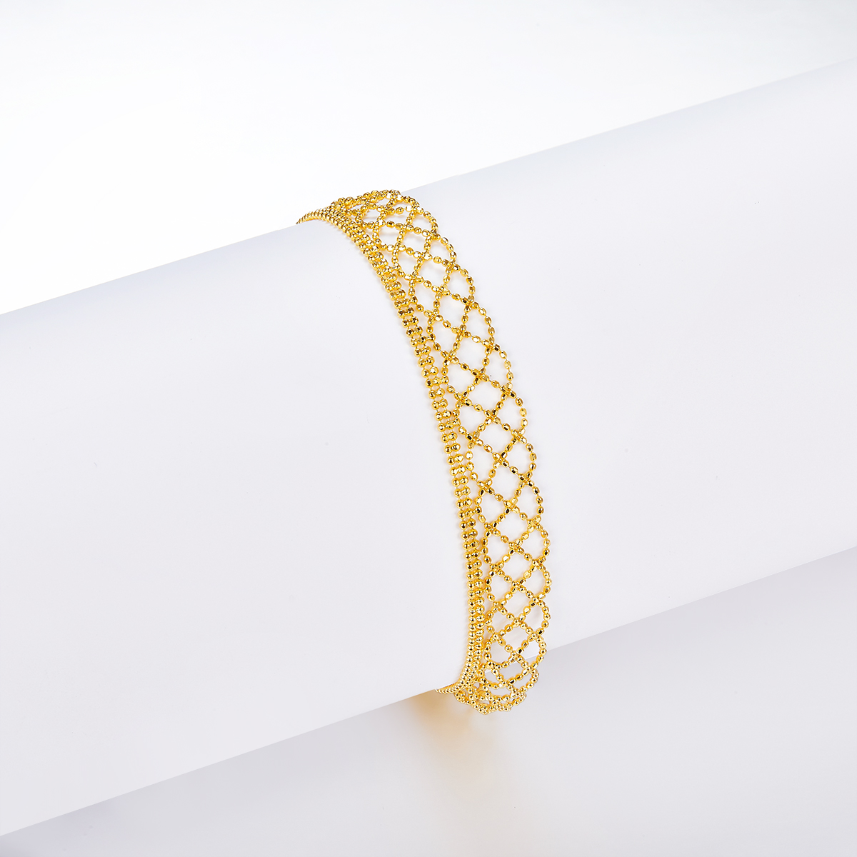 Stone-Free Italian Lace Lattice Chain Bracelet in 925 Sterling Silver