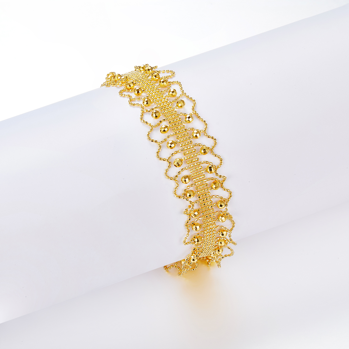 Italian Lace Wave Beaded Statement Bracelet in 925 Sterling Silver