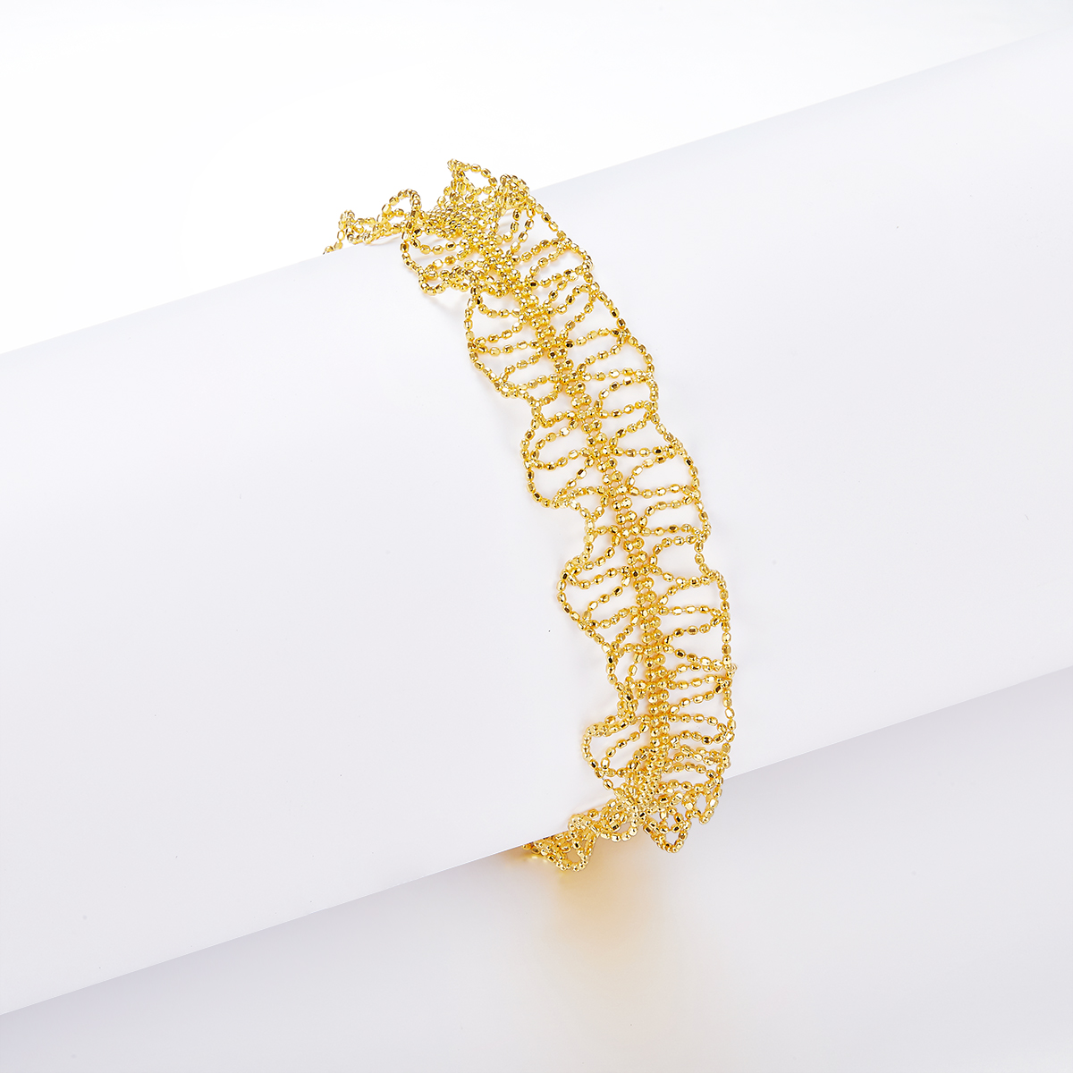 Stone-Free Italian Wave Lace Chain Bracelet in 925 Sterling Silver