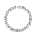 Round-Cut Lab Emerald Geometric Link Statement Bracelet in 925 Sterling Silver