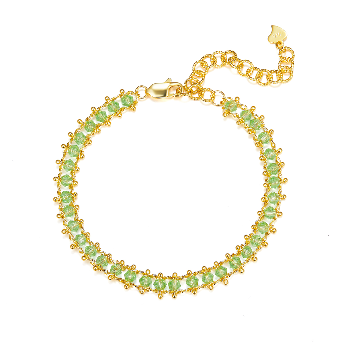 Bicolor Crystal Italian Woven Bracelet in 925 Sterling Silver