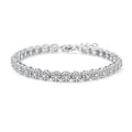 Round-Cut Moissanite Cushion Cluster Tennis Bracelet in 925 Sterling Silver