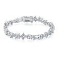 Mixed-Cut Moissanite Prong-Set Tennis Bracelet in 925 Sterling Silver