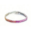 Round Lab-Grown Gemstone Rainbow Tennis Bracelet in 925 Sterling Silver