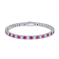 Round-Cut Lab Ruby Alternating Tennis Bracelet in 925 Sterling Silver