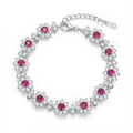 Round-Cut Lab Gem Floral Halo Tennis Bracelet in 925 Sterling Silver