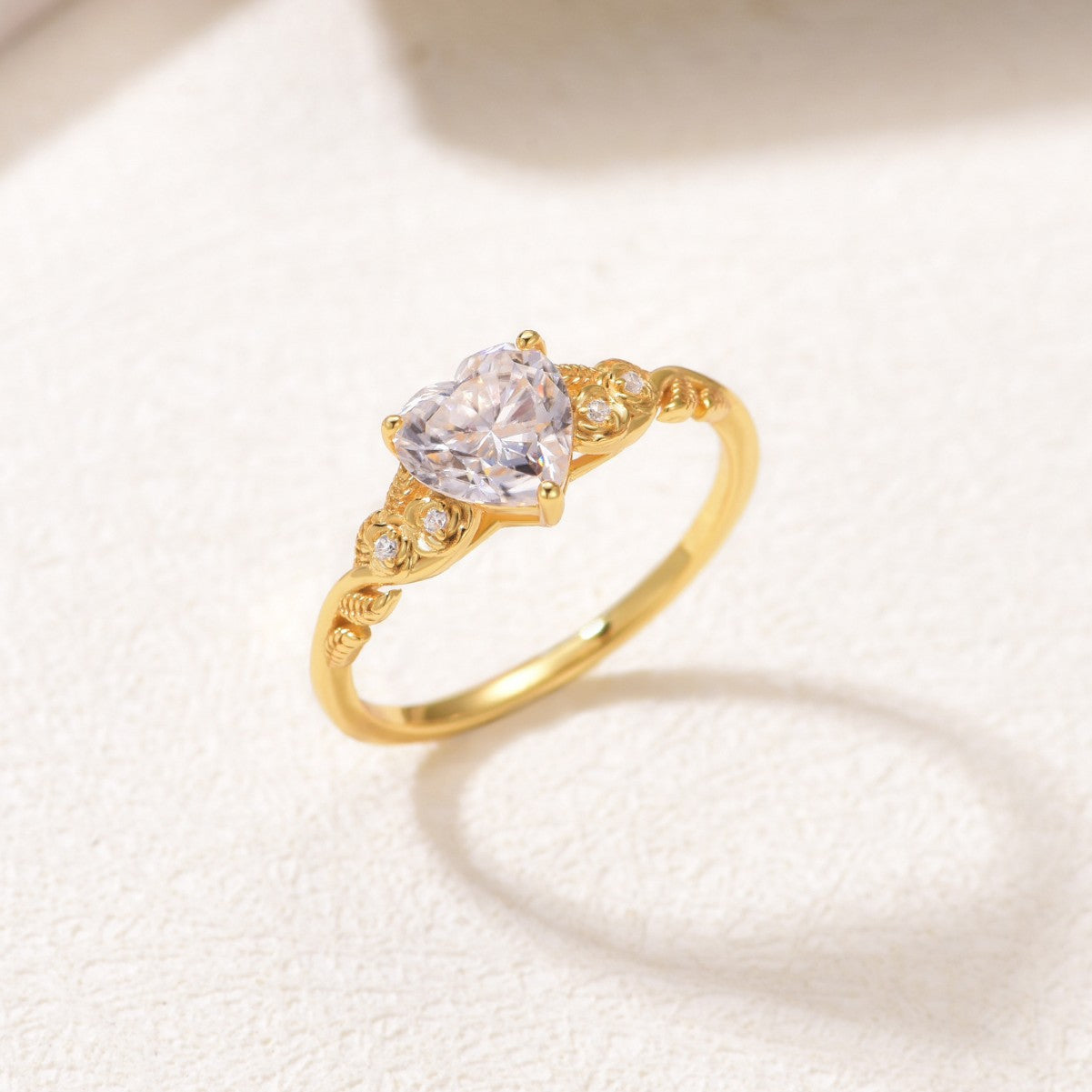 Romantic Heart Shaped Moissanite 925 Sterling Silver Ring