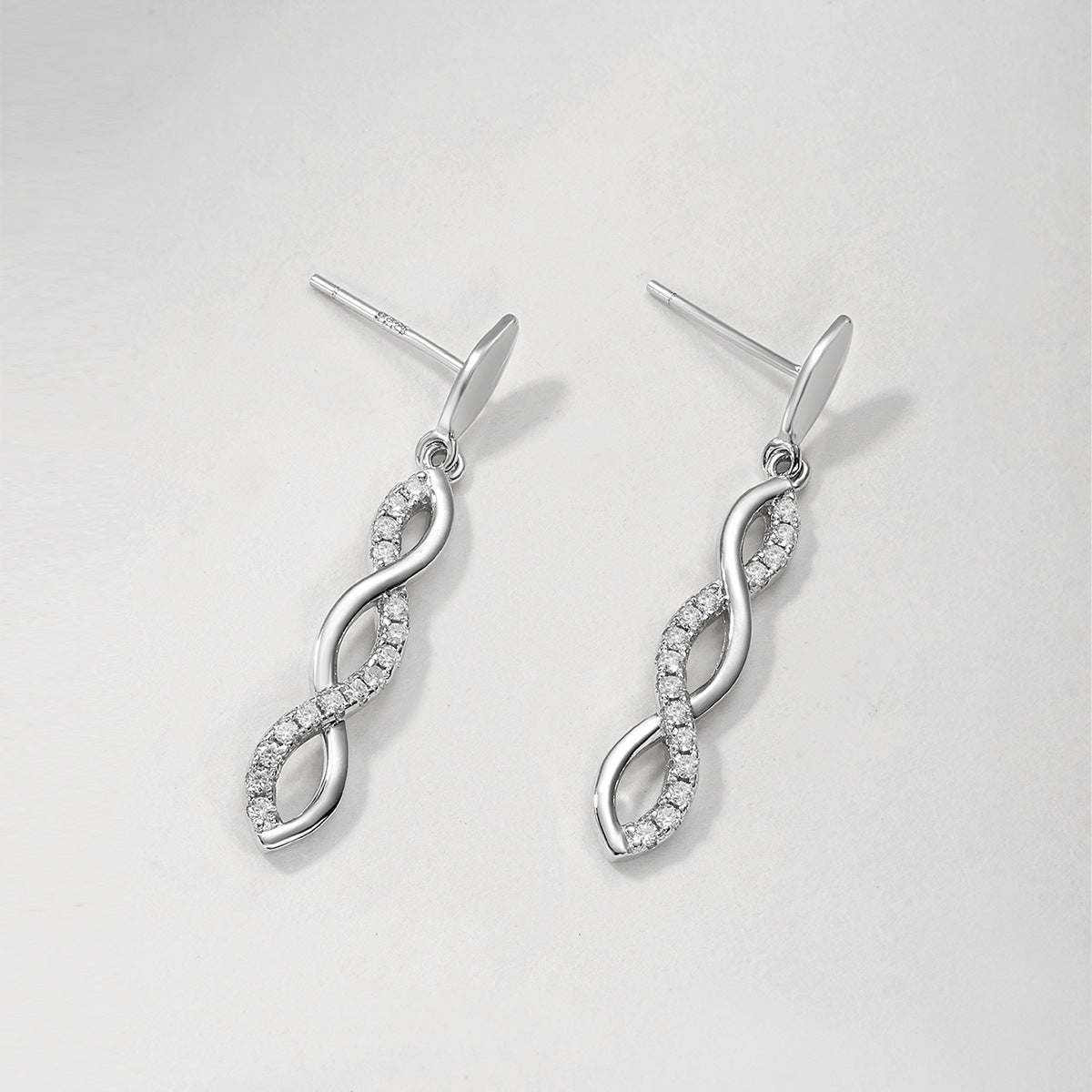 Moissanite Twist Infinity Drop Earrings In 925 Sterling Silver Geometric Dangle Earrings