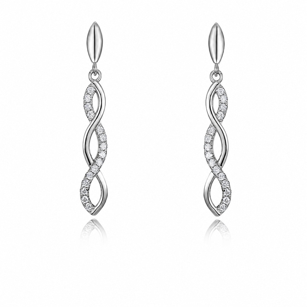 Moissanite Twist Infinity Drop Earrings In 925 Sterling Silver Geometric Dangle Earrings