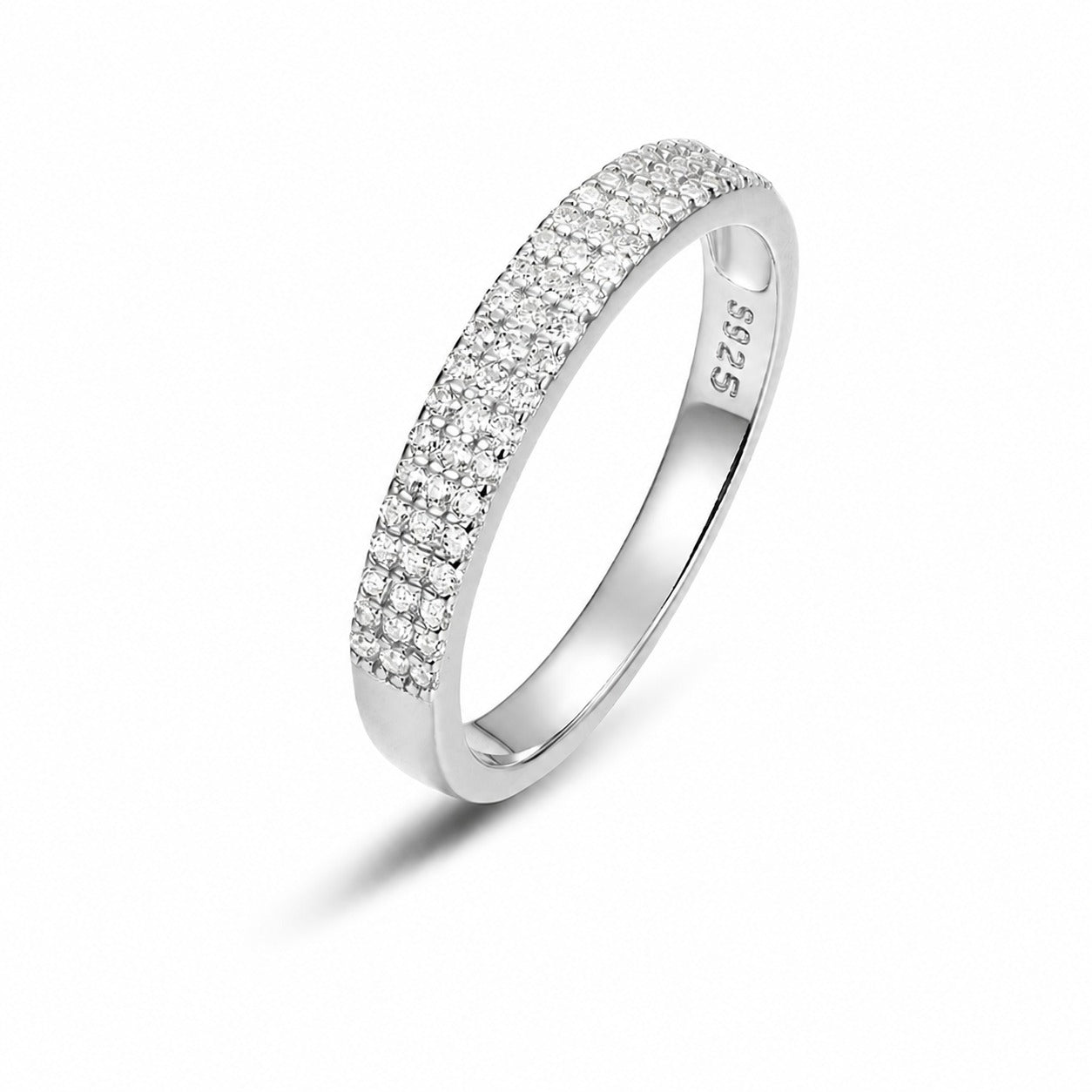 Geometric Multi Row Full Moissanite Ring Inlaid 925 Sterling Silver Ring